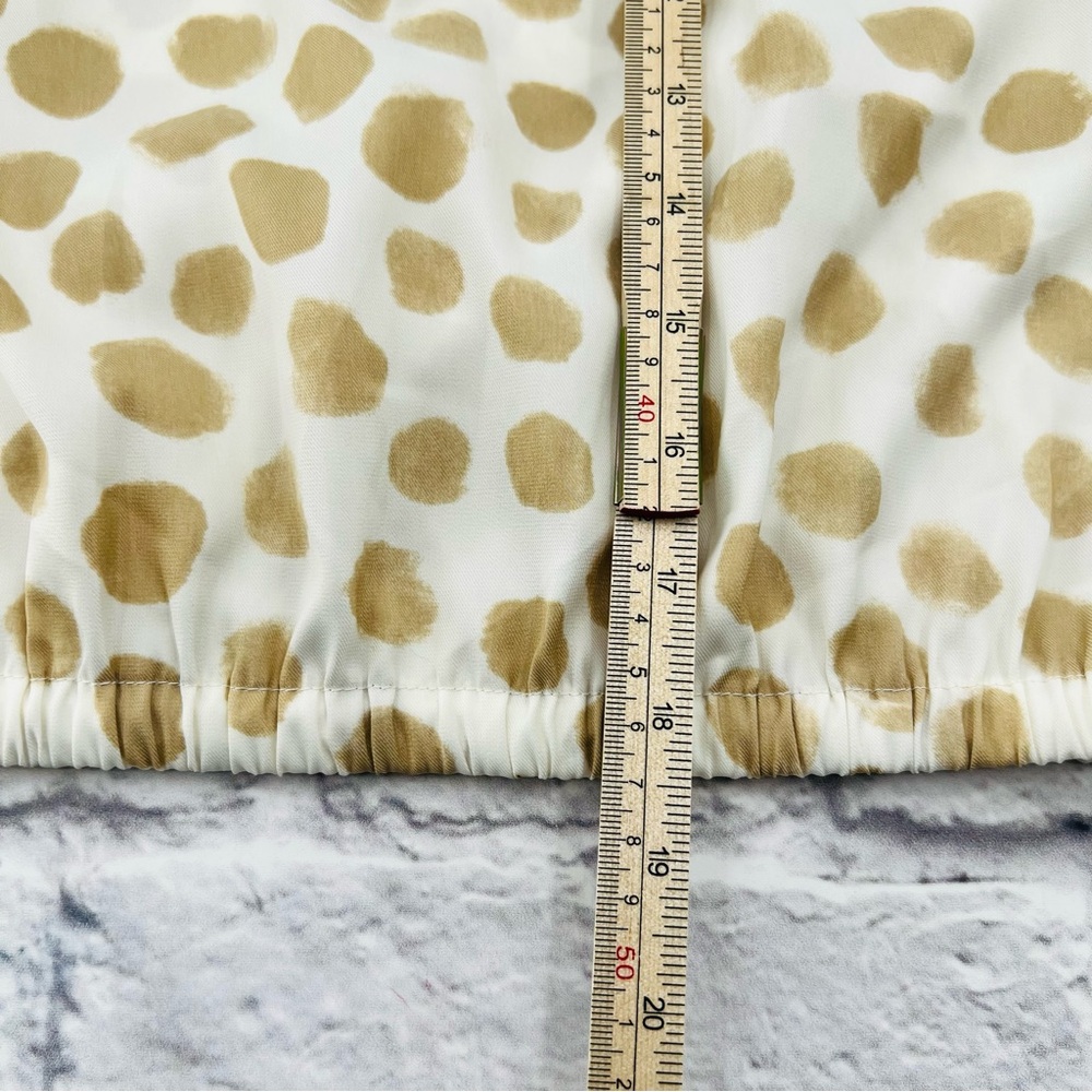 LOFT Polka Dot Shirt Blouse Womans Size XS White Tan Sleeveless Crop - Picture 6 of 7